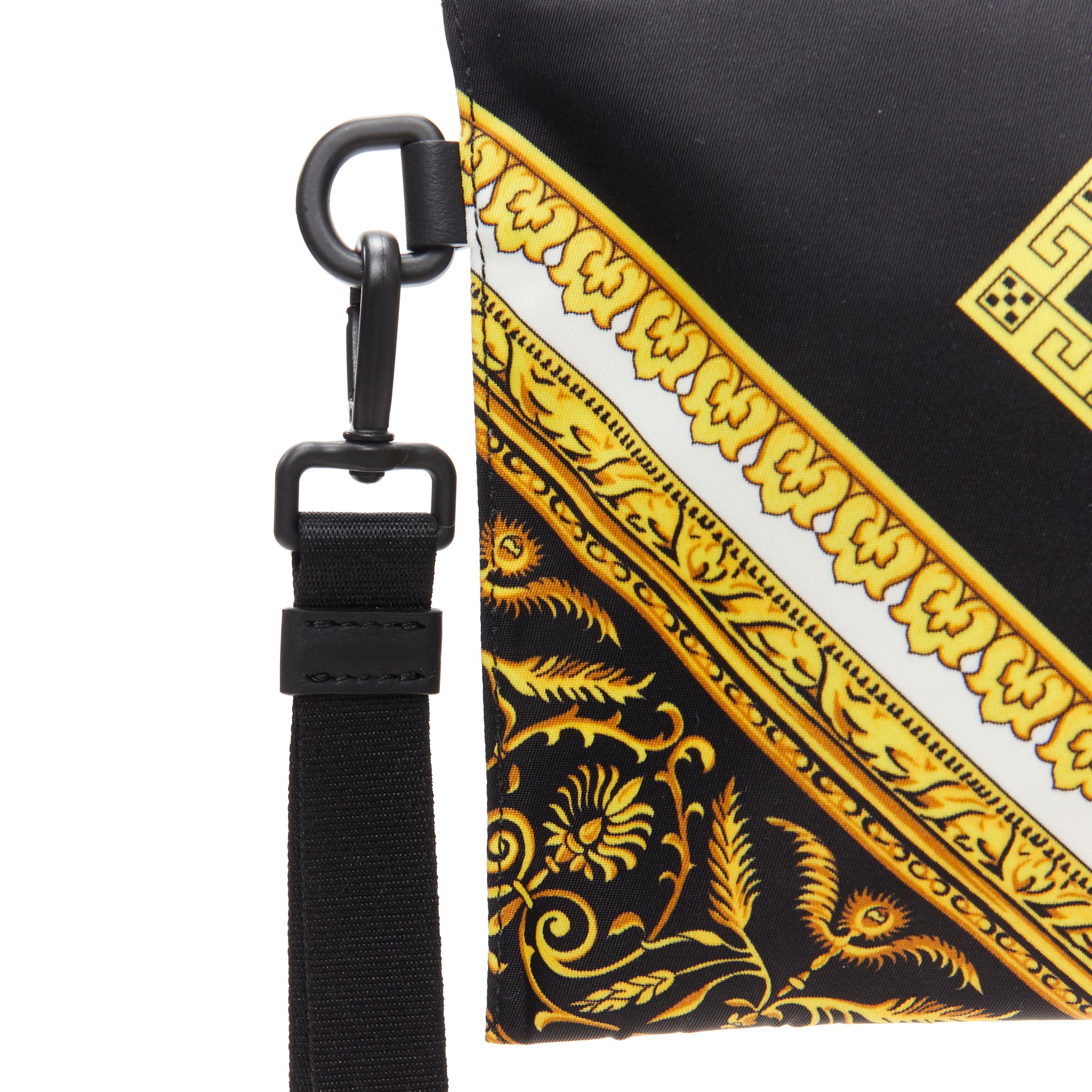 Black new VERSACE black gold baroque Medusa print cotton  top zip clutch pouch bag