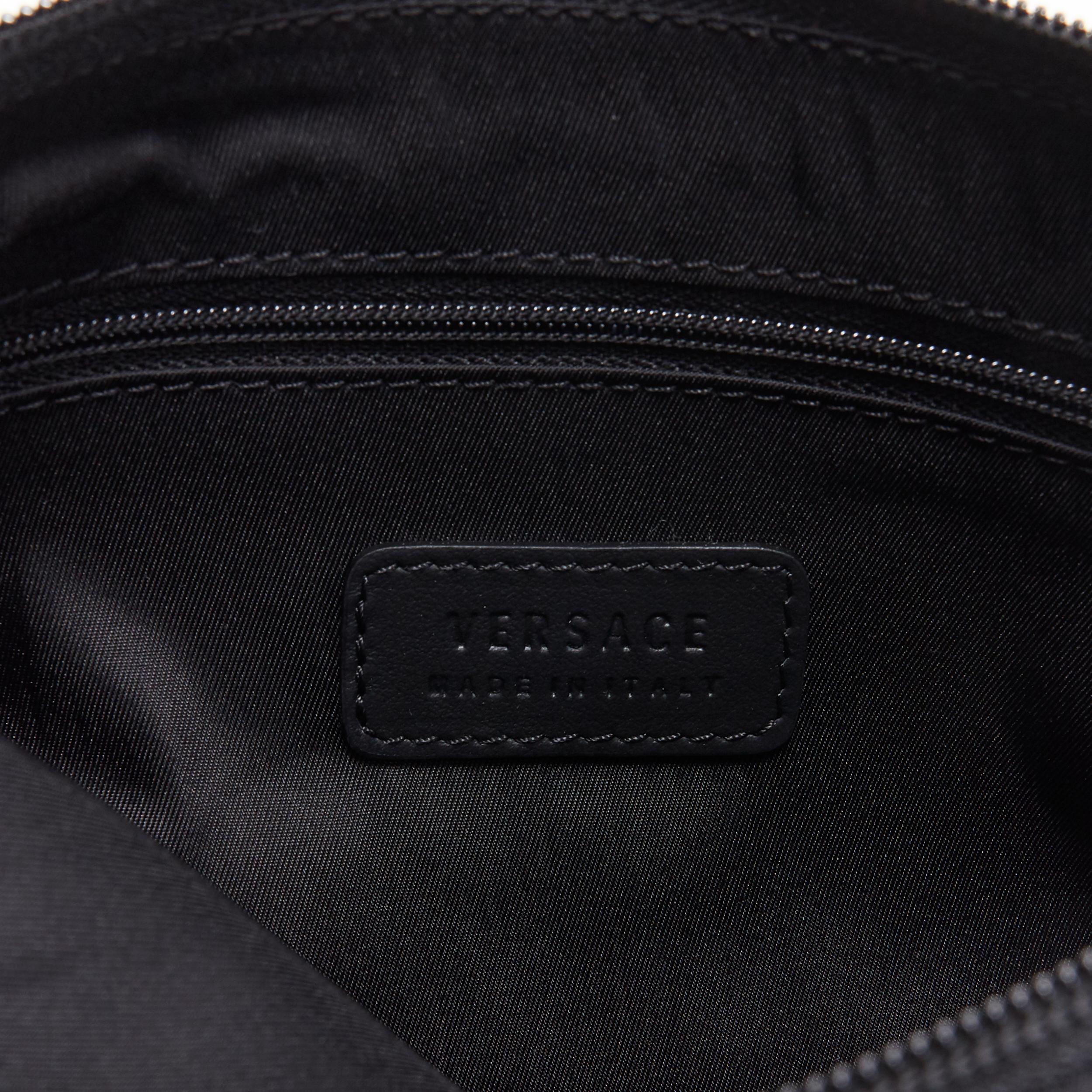 Women's new VERSACE black gold baroque Medusa print cotton  top zip clutch pouch bag