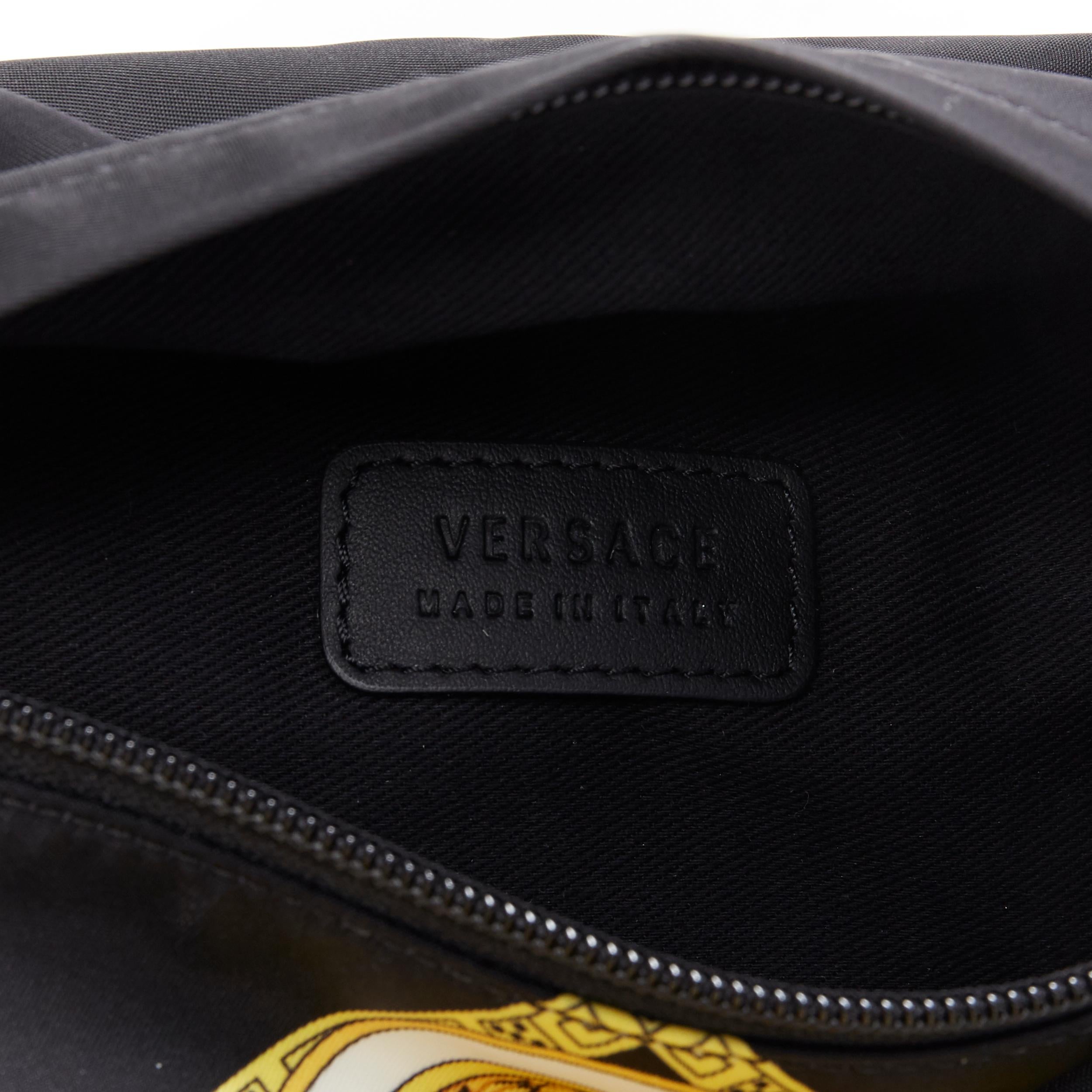 new VERSACE black gold baroque Medusa printed nylon zip front waist fanny bag 2