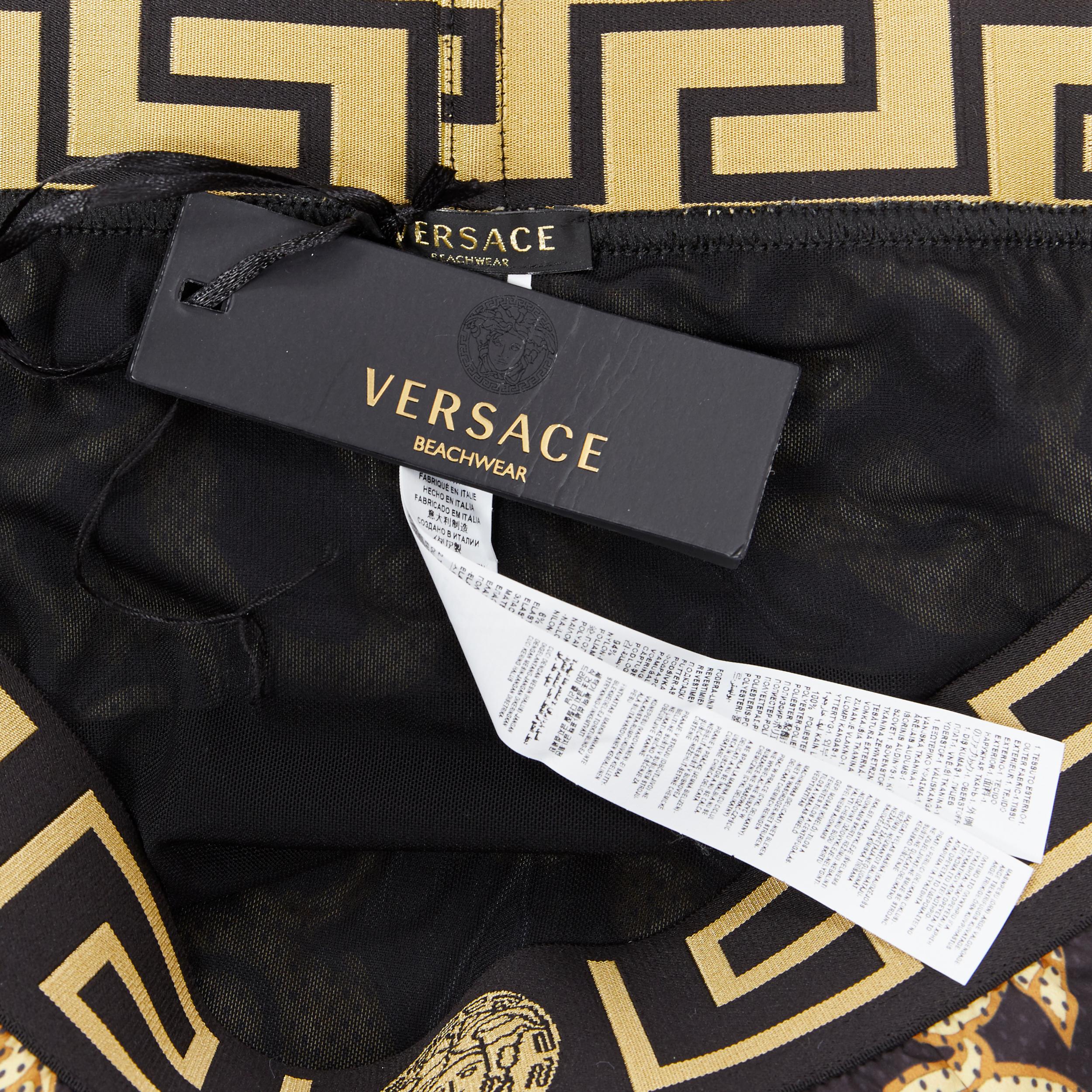 new VERSACE black gold baroque  print Greca Medusa waist band swim shorts Sz.5 L 3