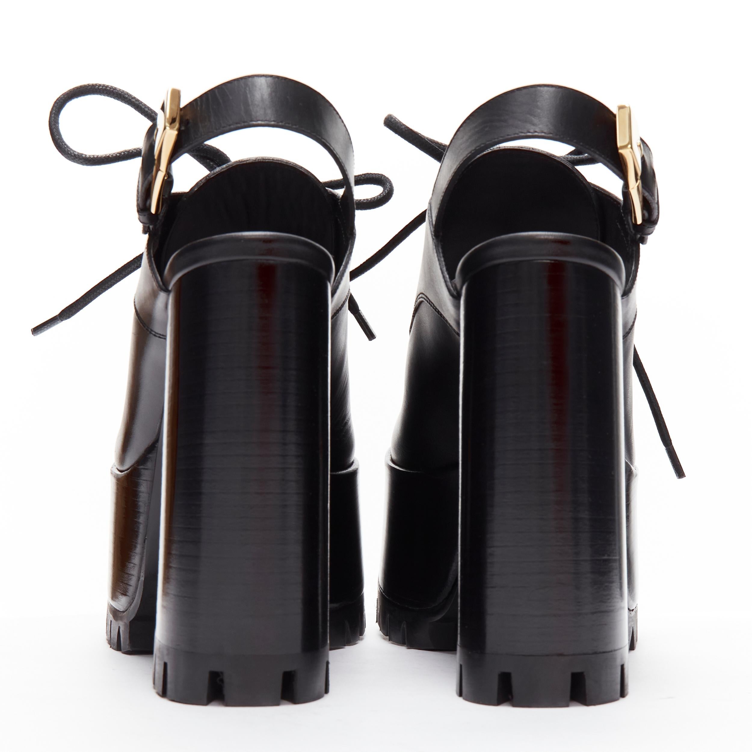 Women's new VERSACE black gold buckle sling back black 130mm platform loafer EU37 For Sale