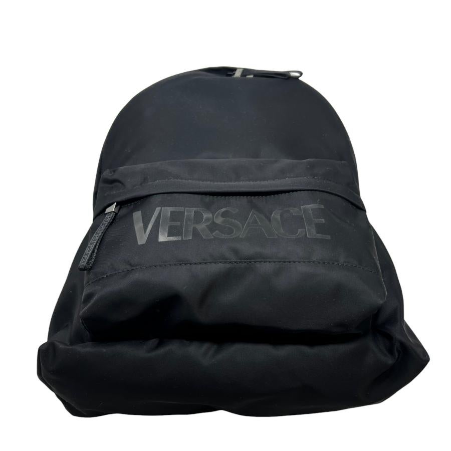 NEW Versace Black Greca Print Canvas Backpack Rucksack Bag For Sale 7