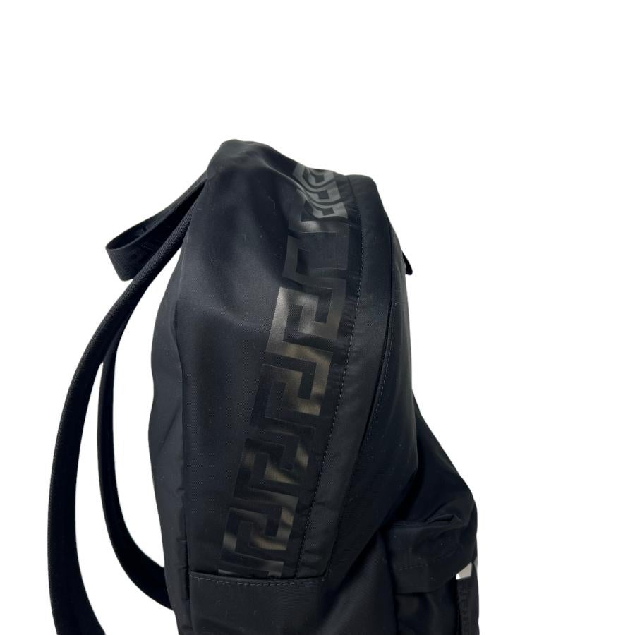 NEW Versace Black Greca Print Canvas Backpack Rucksack Bag For Sale 9