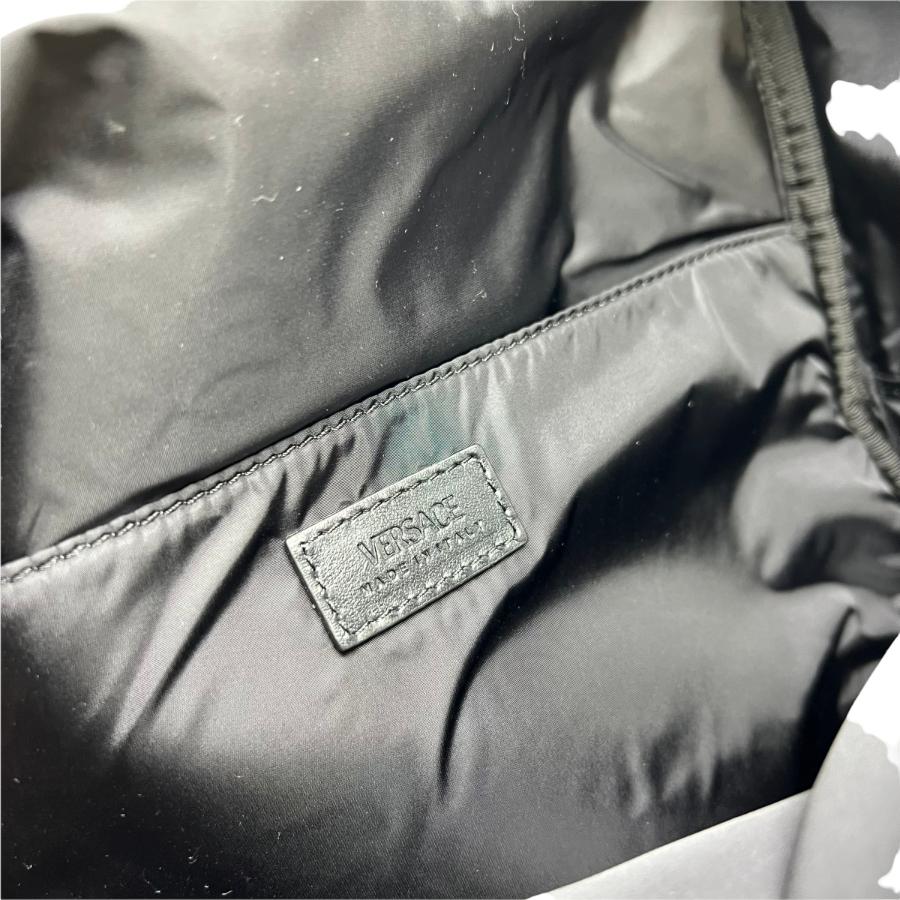 NEW Versace Black Greca Print Canvas Backpack Rucksack Bag For Sale 11