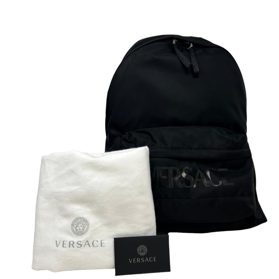NEW Versace Black Greca Print Canvas Backpack Rucksack Bag For Sale 12