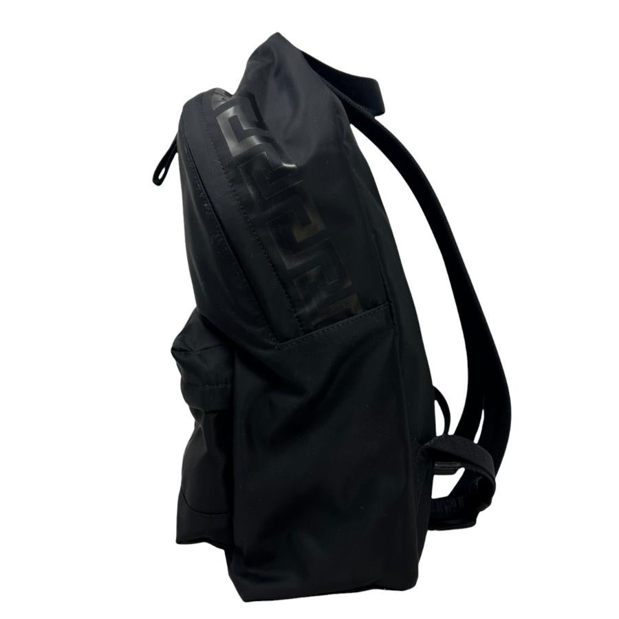 NEW Versace Black Greca Print Canvas Backpack Rucksack Bag For Sale 3