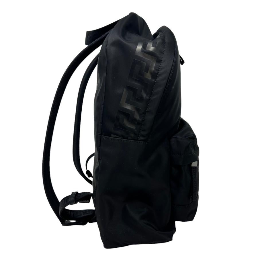 NEW Versace Black Greca Print Canvas Backpack Rucksack Bag For Sale 4