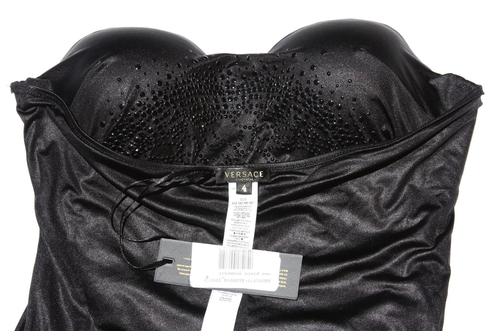 Women's New Versace Black Jersey Embellished Medusa Swimsuit 1, 2, 3, 4
