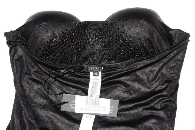 New Versace Black Jersey Embellished Medusa Swimsuit 1, 2, 3, 4 For Sale 3