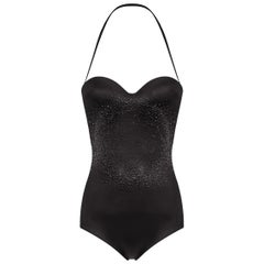 New Versace Black Jersey Embellished Medusa Swimsuit 1, 2, 3, 4