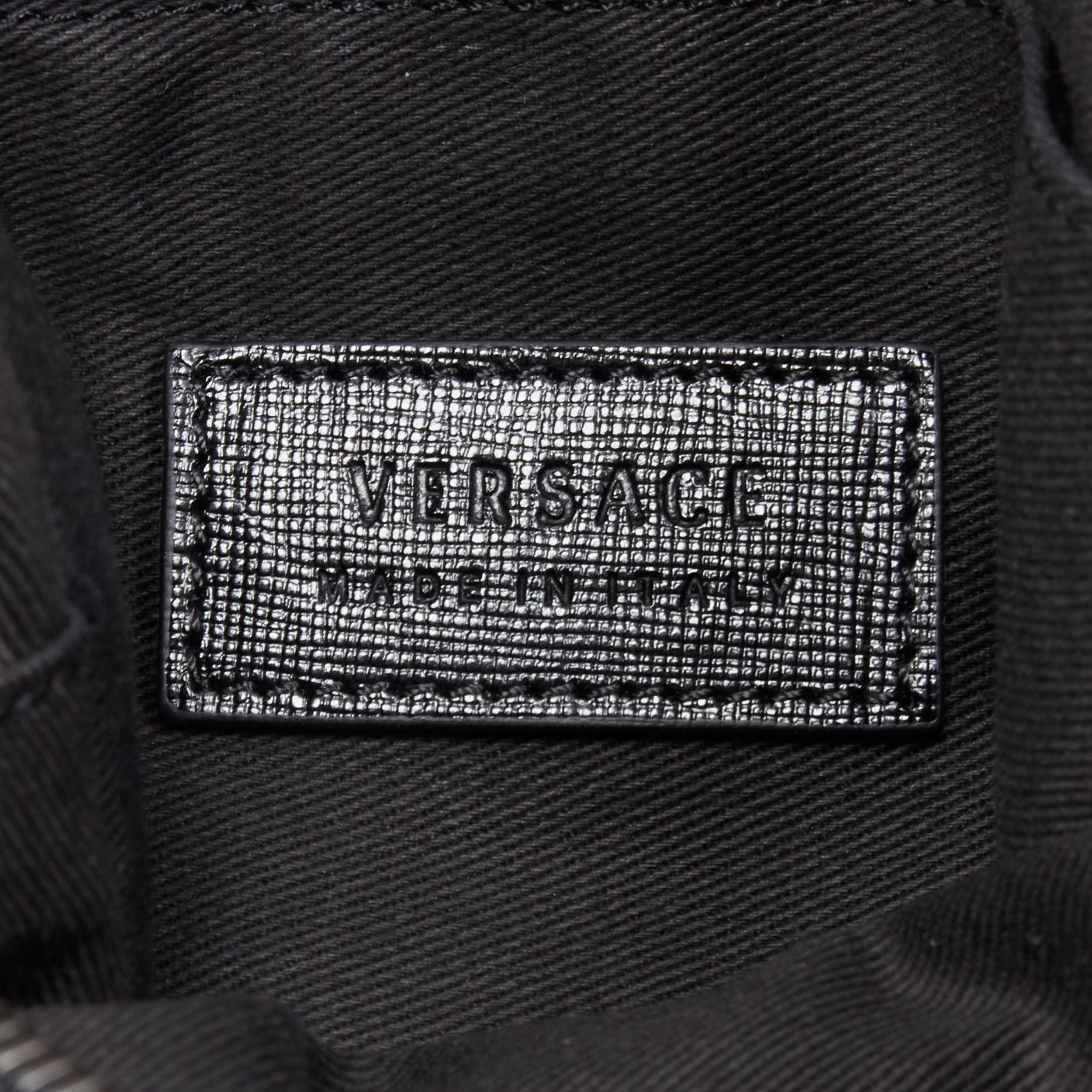 new VERSACE black lacquered saffiano leather silver Medusa messenger bag 5