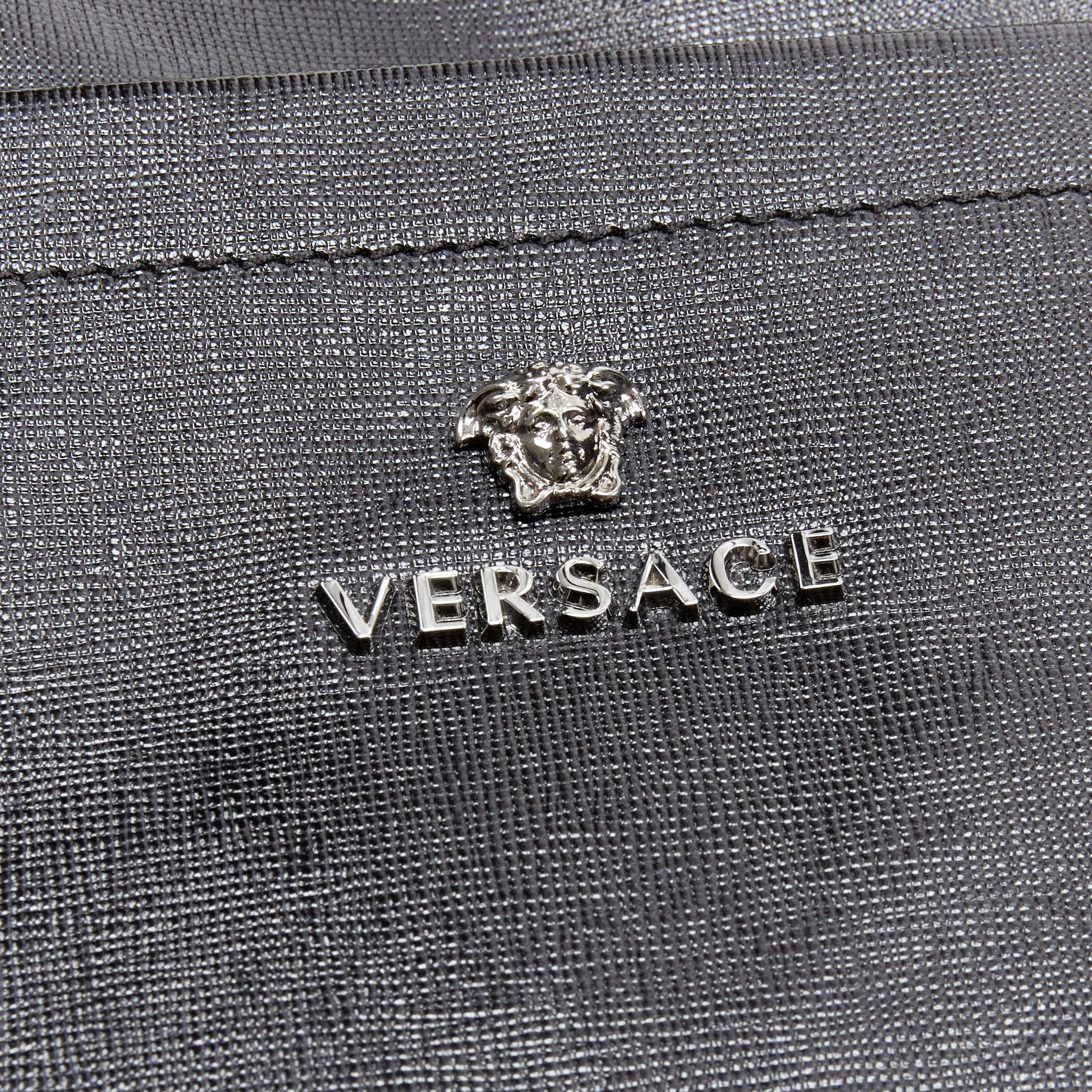 new VERSACE black lacquered saffiano leather silver Medusa messenger bag 2