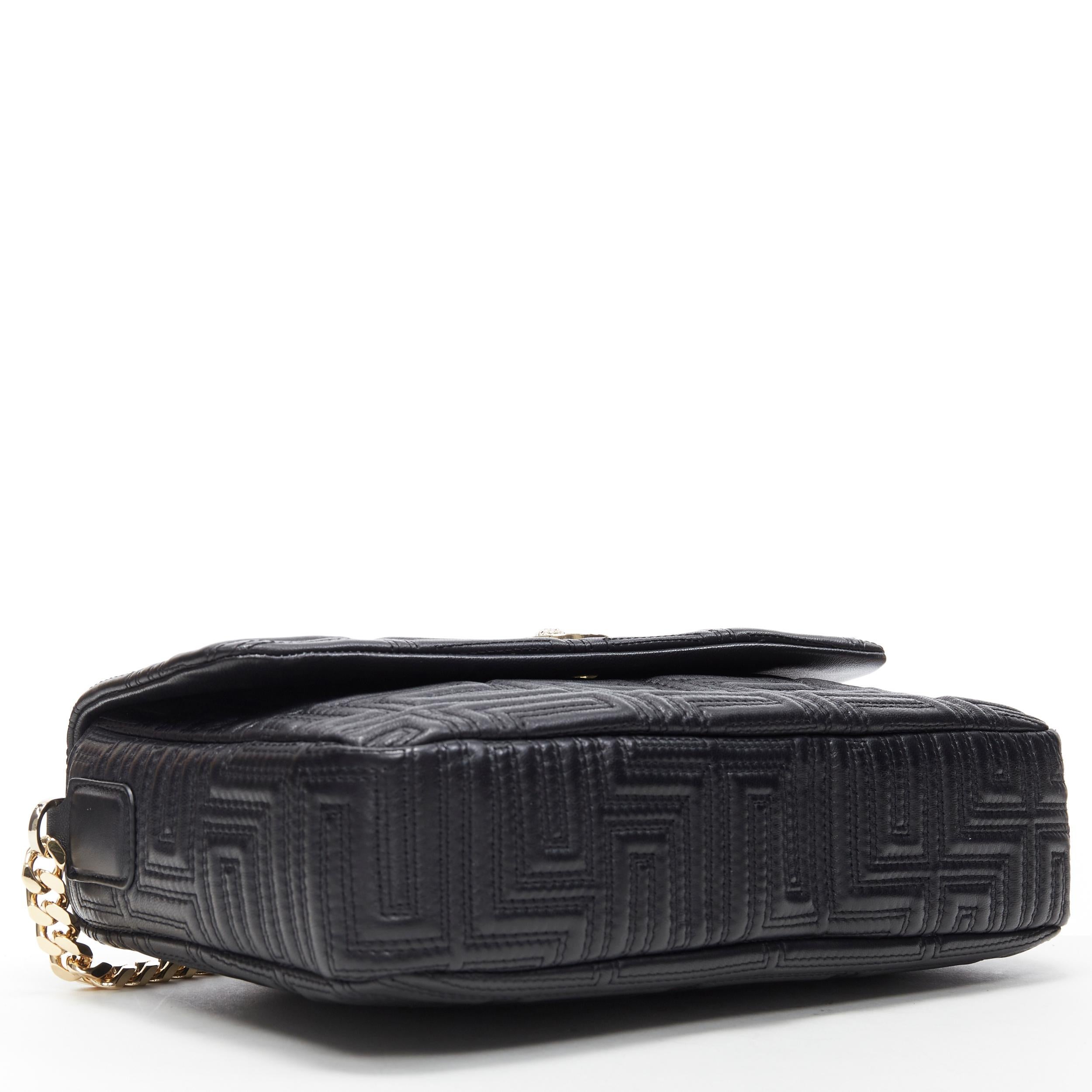 nuova VERSACE borsa a spalla grande in pelle di agnello nera Greca cucita Medusa con patta 2
