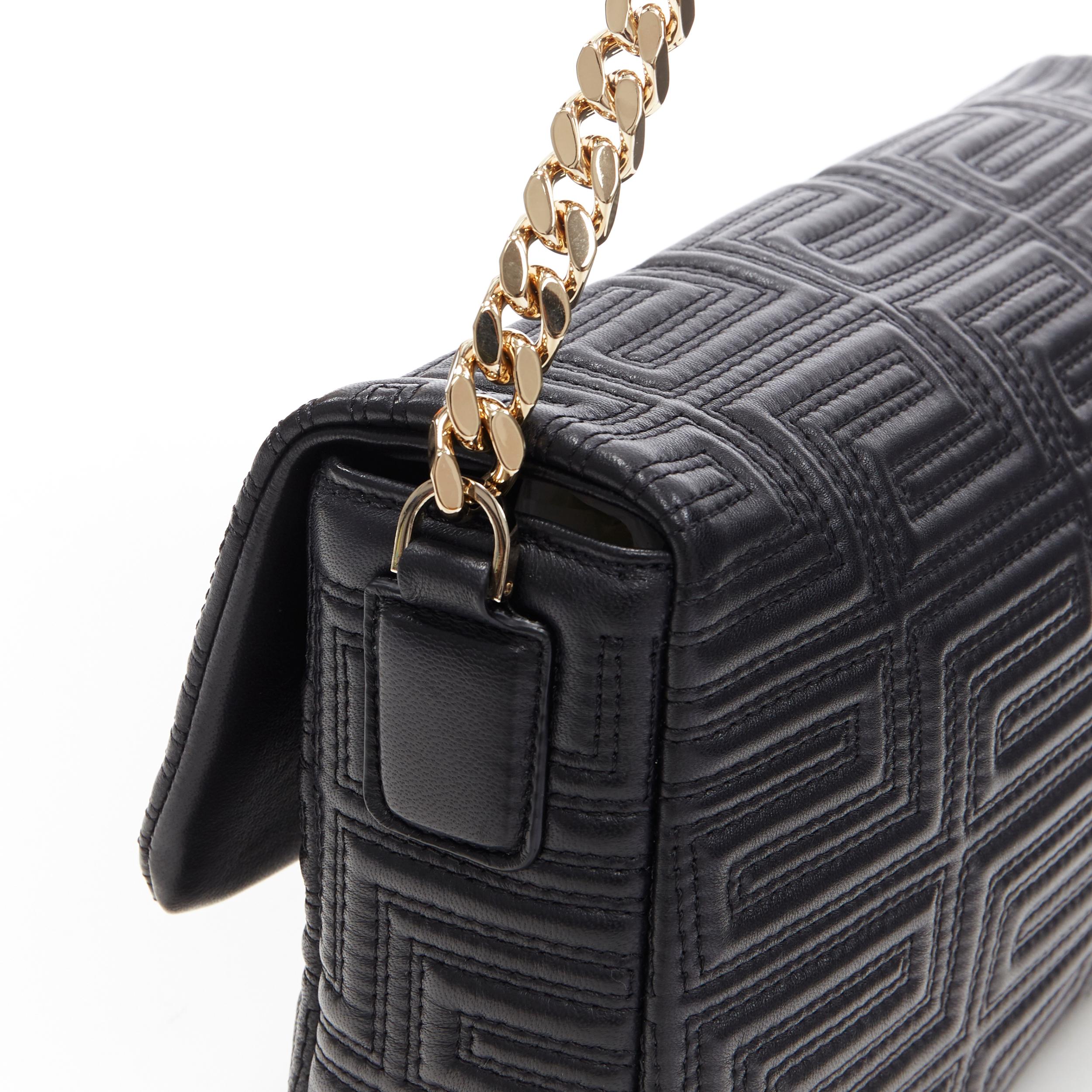 nuova VERSACE borsa a spalla grande in pelle di agnello nera Greca cucita Medusa con patta 4