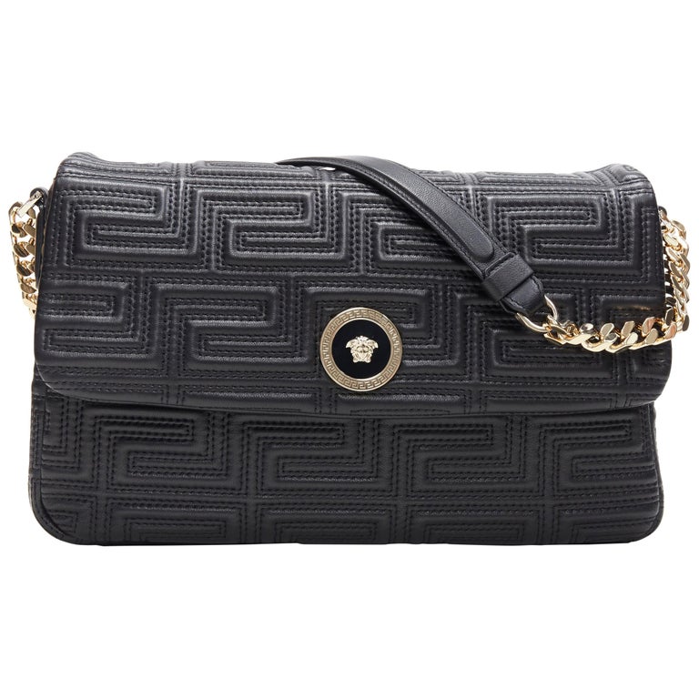 Versace Medusa Clasp Leather Box Bag in Black