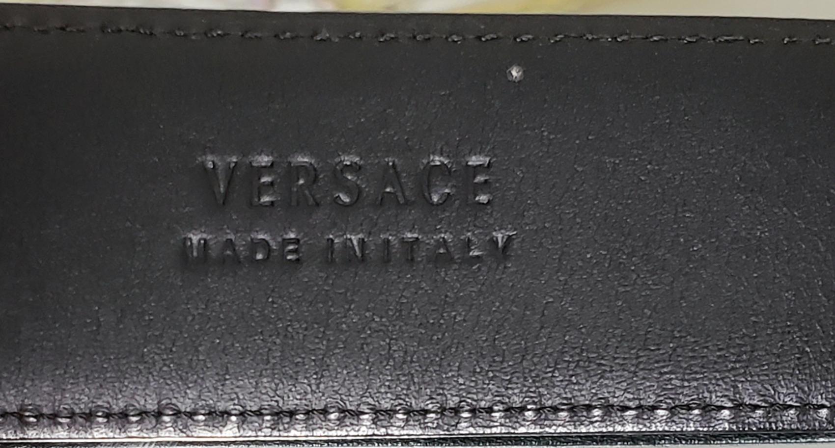 Black NEW VERSACE BLACK LEATHER GOLD-PLATED MEDUSA Belt 80/32