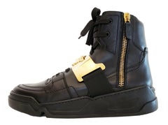 New VERSACE BLACK LEATHER HIGH TOP SNEAKERS for MEN