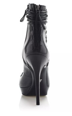 New VERSACE Black Leather Lace-Up Shoes Boots 39 - 9