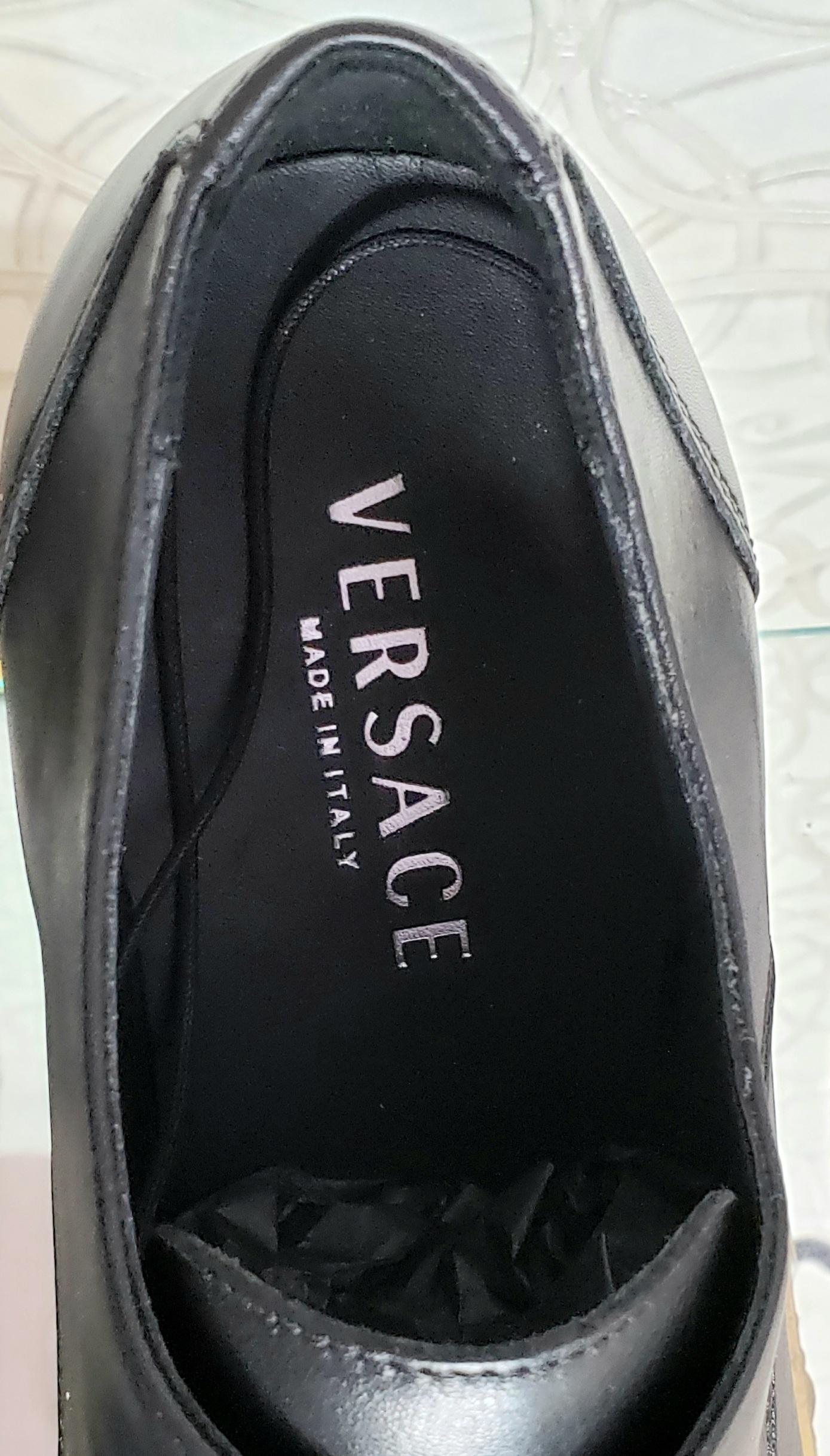 NEW VERSACE BLACK LEATHER LOAFER Shoes 44 - 11 For Sale 1