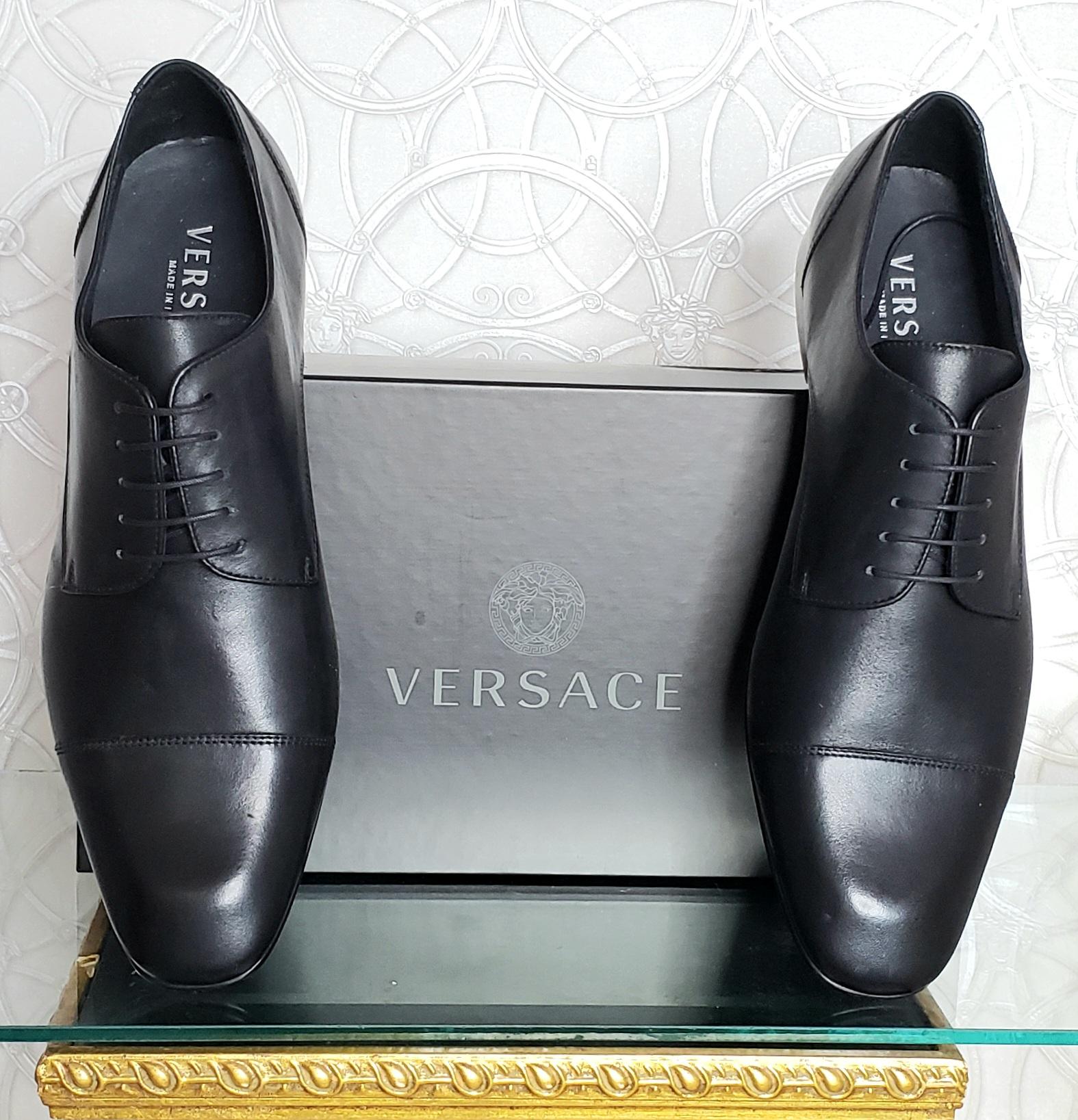 NEW VERSACE BLACK LEATHER LOAFER Shoes 44 - 11 For Sale 2