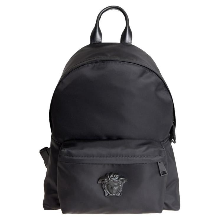 NEW Versace Black Medusa Head Nylon Backpack Rucksack Bag For Sale