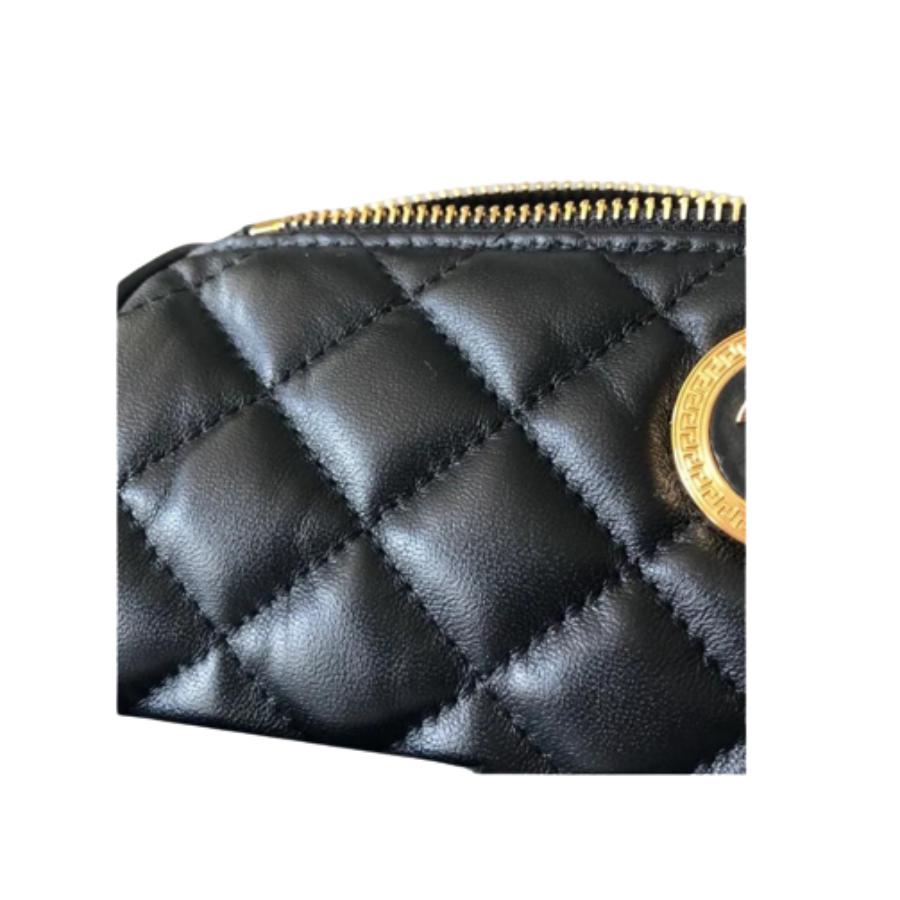 NEU NEW Versace Schwarz Medusa Kopf gesteppt Leder Zylinder Pouch Clutch Tasche im Angebot 6