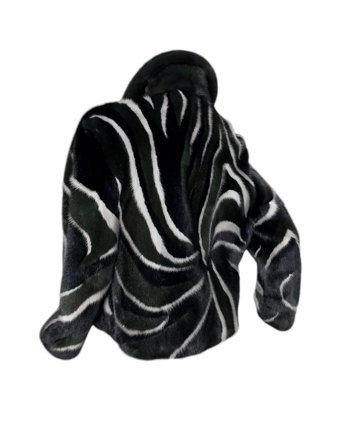 Women's New Versace Black Mink Fur Jacket 38 For Sale