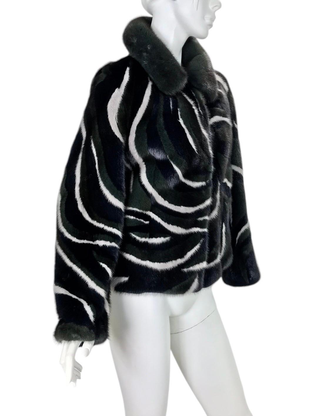 New Versace Black Mink Fur Jacket 38 For Sale 2