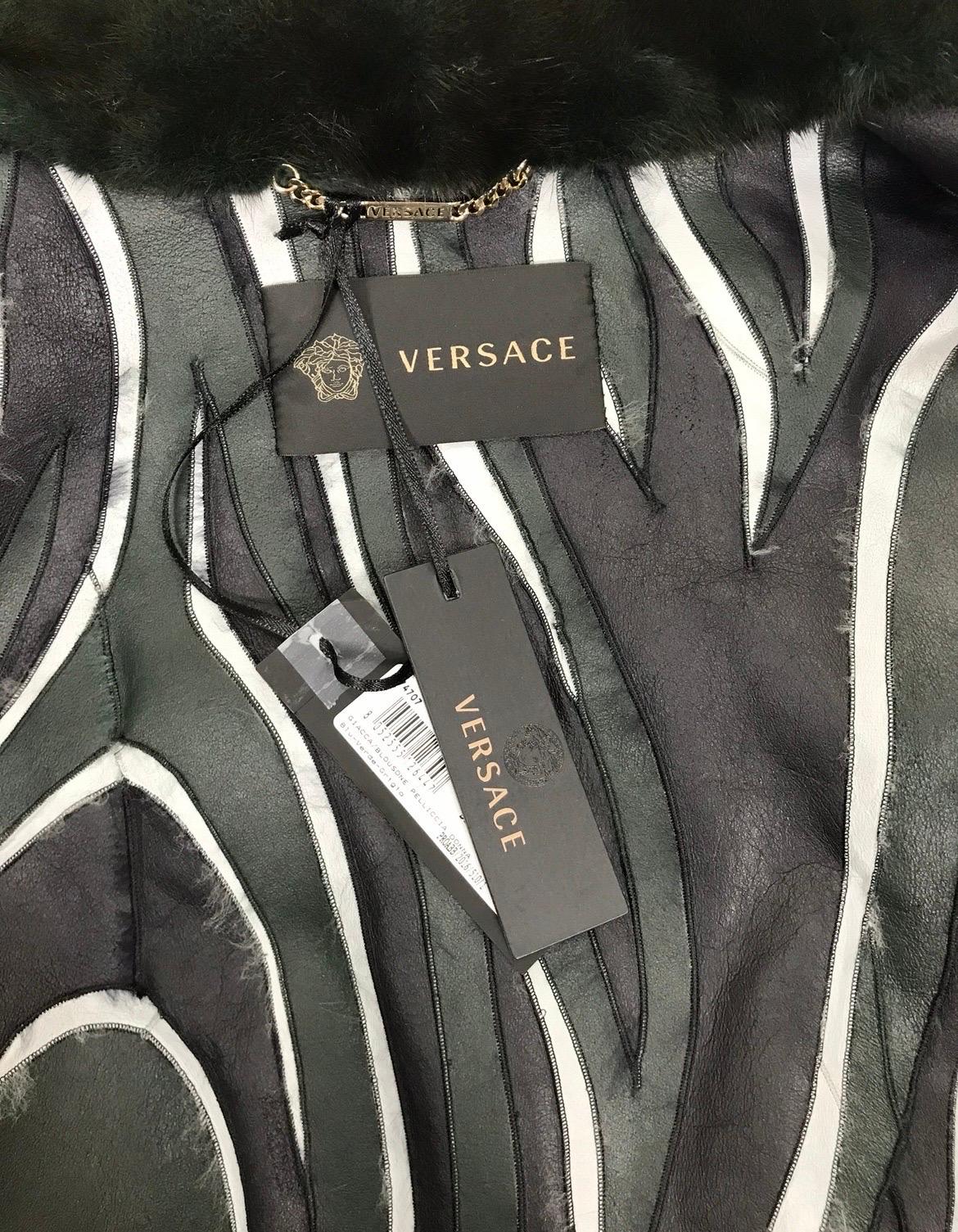 New Versace Black Mink Fur Jacket 38 For Sale 5