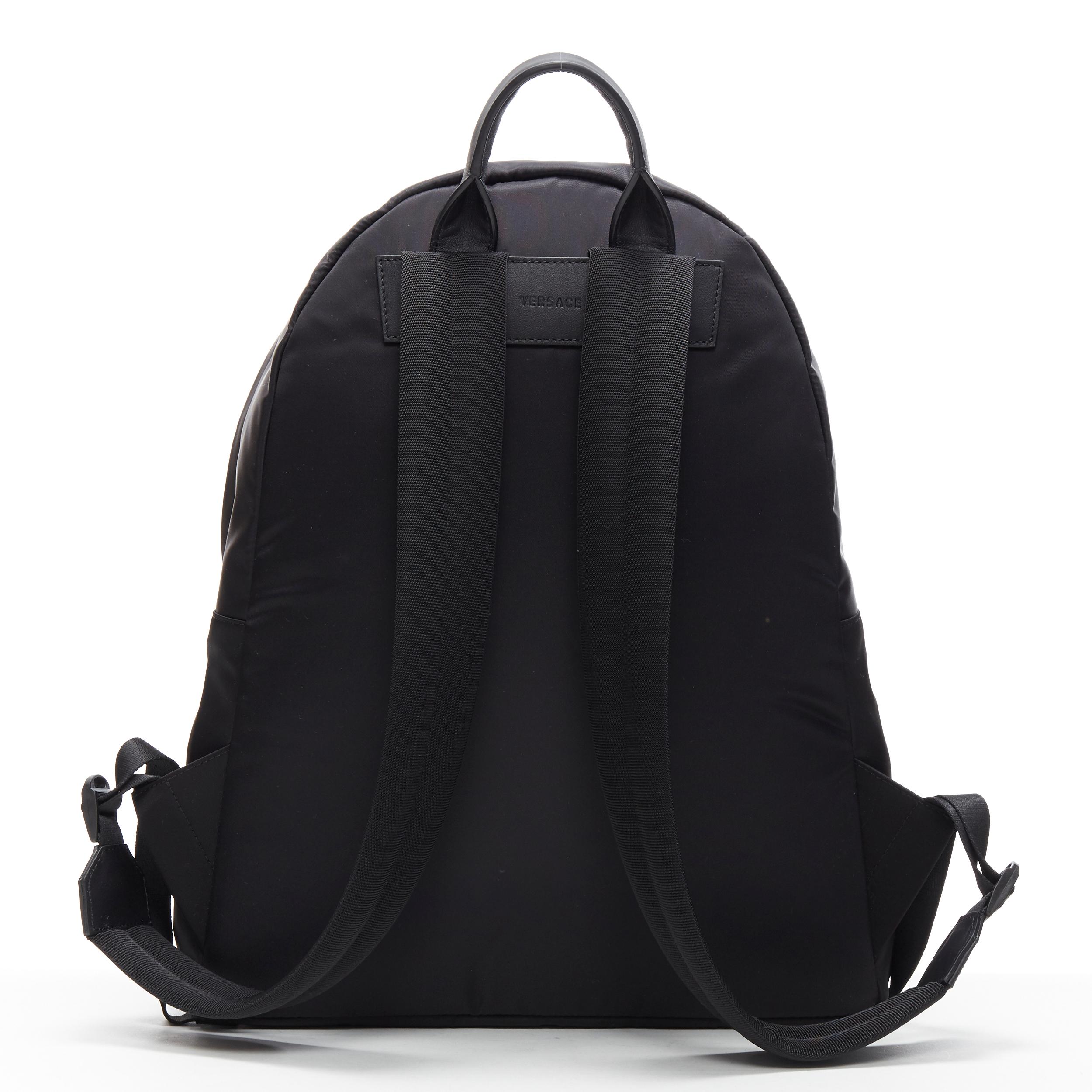 Men's new VERSACE black Palazzo Medusa Greca nylon stitching pocket backpack bag