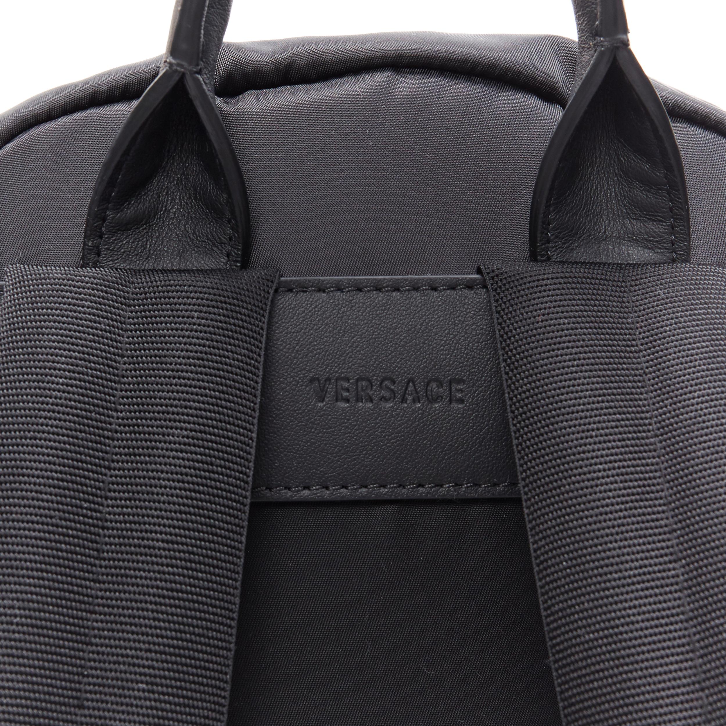 new VERSACE black Palazzo Medusa Greca nylon stitching pocket backpack bag 4