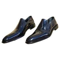 New VERSACE BLACK PATENT LEATHER LOAFER SHOES 44.5 - 11.5