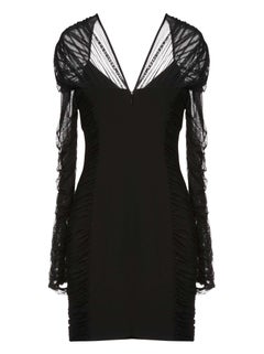 Nuovo Versace Black Purple Crystal Embellished Draped Tulle Crepe Mini Dress 42 44