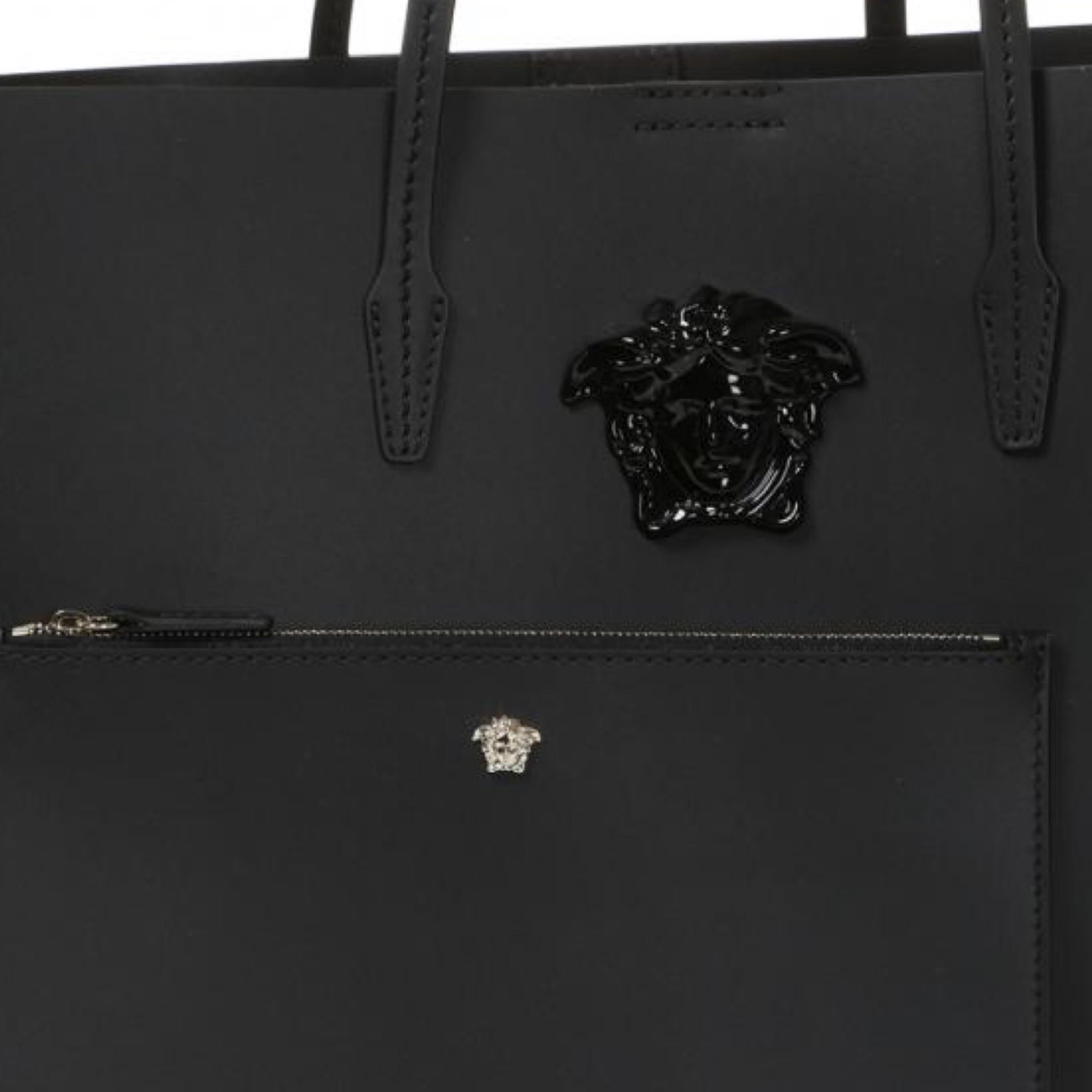 NEU Versace Schwarze Saffiano Palazzo Medusa Kopf Leder Shopper Umhängetasche im Angebot 6