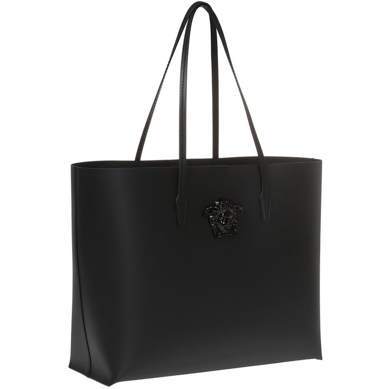 NEU Versace Schwarze Saffiano Palazzo Medusa Kopf Leder Shopper Umhangetasche im Angebot bei 1stDibs
