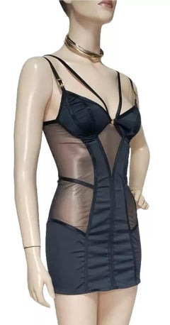 New Versace Black Satin Negligee Dress XS