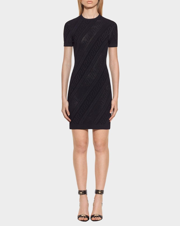 Greek Key Print Slim Fit Dress
