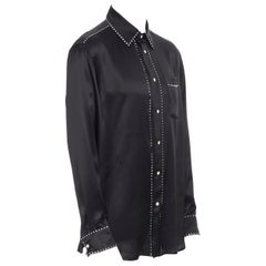 new VERSACE black silk Gianni signature crystal embellished silk shirt EU39 M