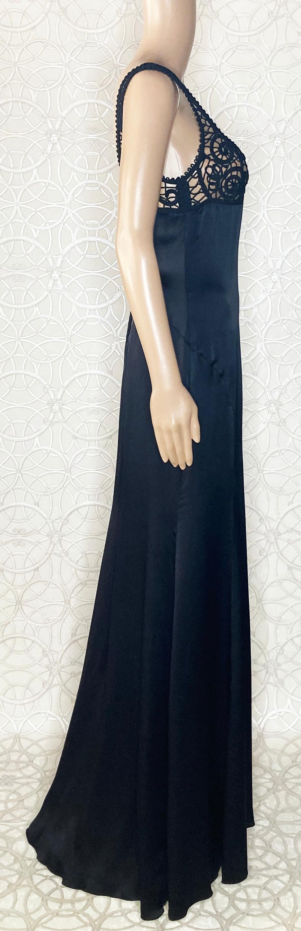 NEW VERSACE BLACK SILK MACRAME LONG DRESS Gown 42 - 6 For Sale 1