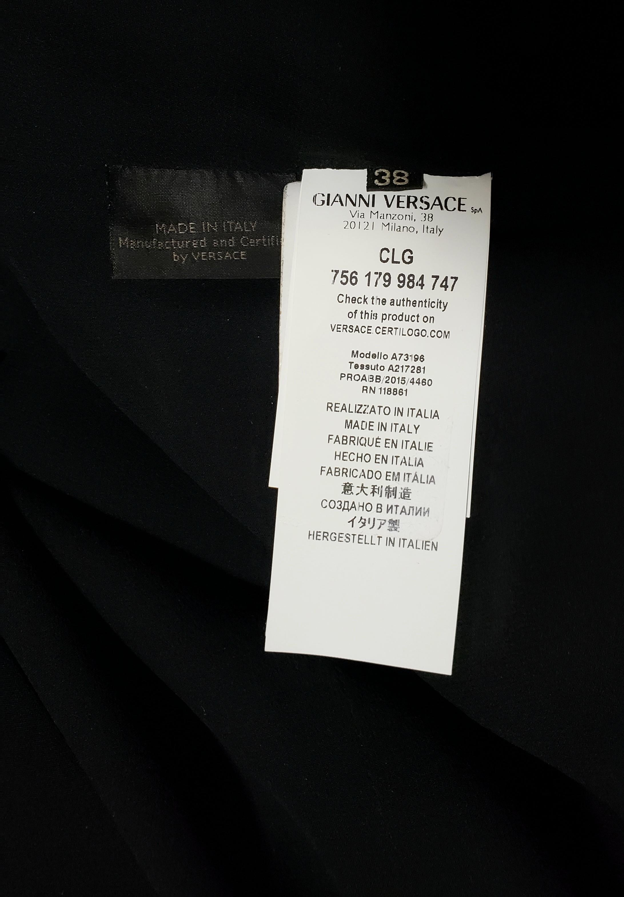 New Versace Black Silk Mini Dress with Lace and Metal Mesh For Sale 10