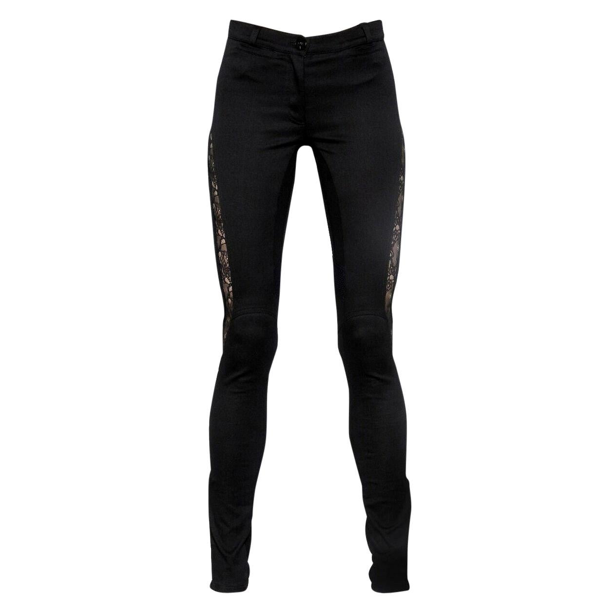 New Versace Black Skinny Pants Jeans with Lace Inserts 
