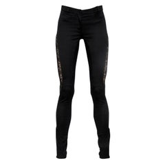 New Versace Black Skinny Pants Jeans with Lace Inserts