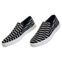New VERSACE BLACK TEXTILE SNEAKERS w/ WHITE SOLE and LOGO DESIGN