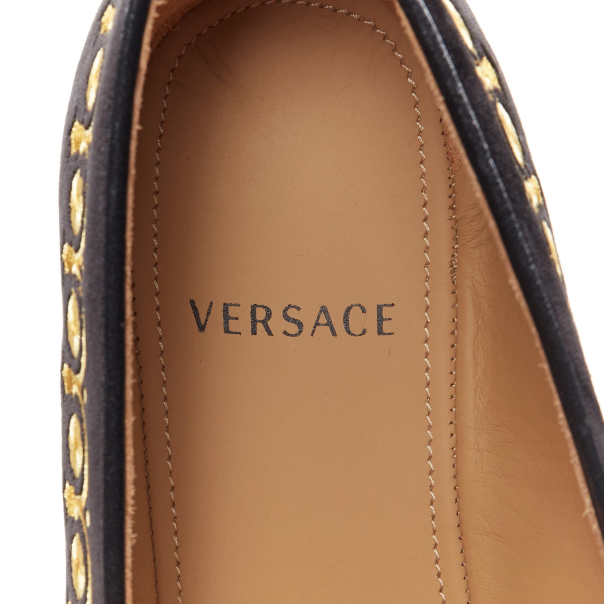 neu VERSACE schwarz vekvet Medusa Barock Stickerei Raucher Slipper Slipper EU43 5