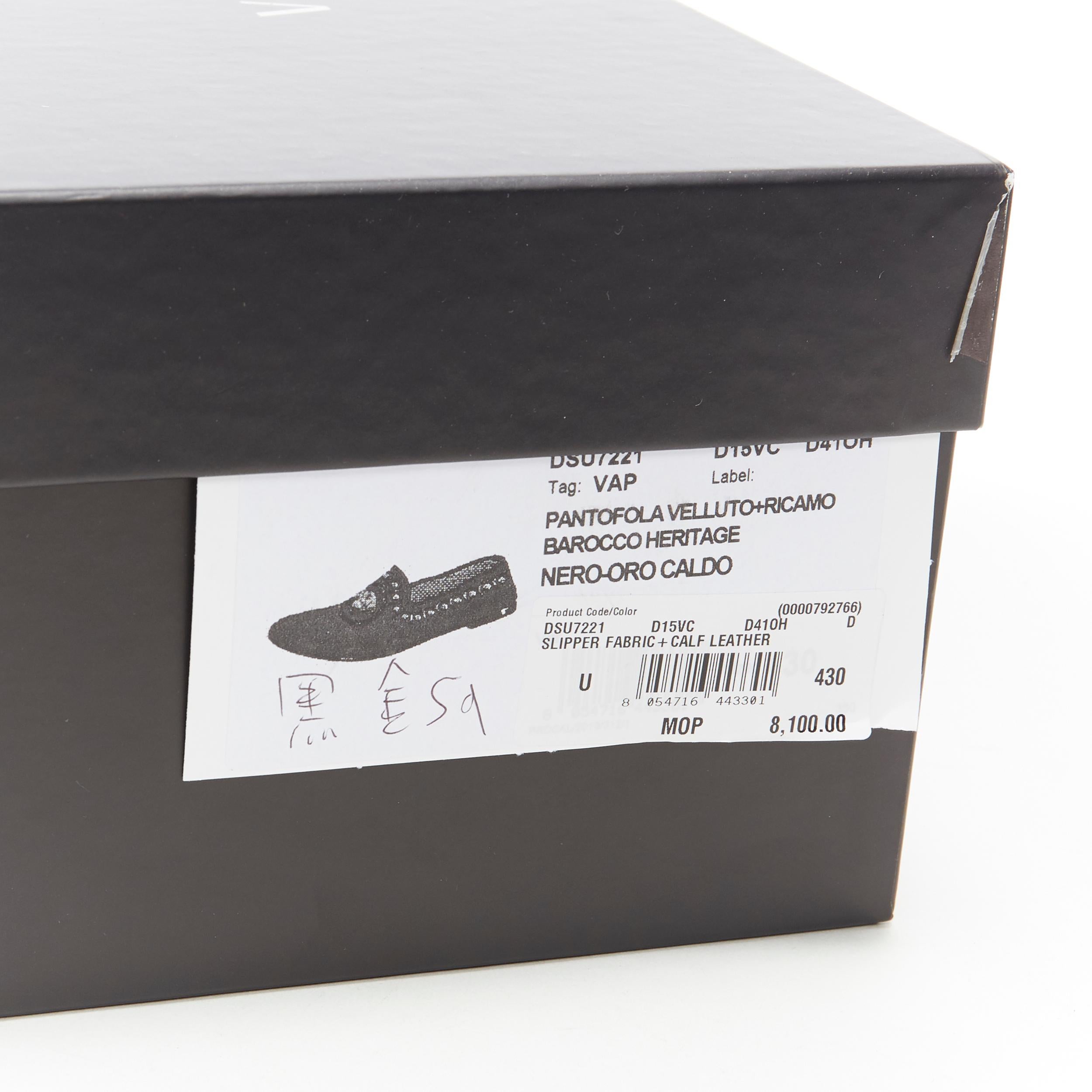 neu VERSACE schwarz vekvet Medusa Barock Stickerei Raucher Slipper Slipper EU43 7