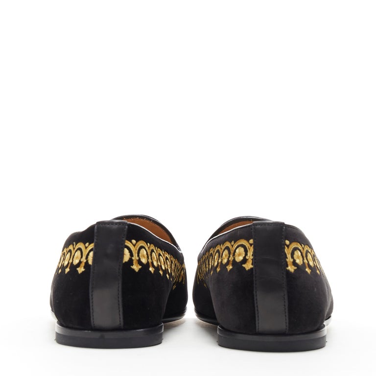 $1,495 NEW Versace Crystal Baroque Black Velvet Smoking Loafers Shoes 43(10) Versace Medusa Velvet Loafers | Black | FARFETCH main image 3