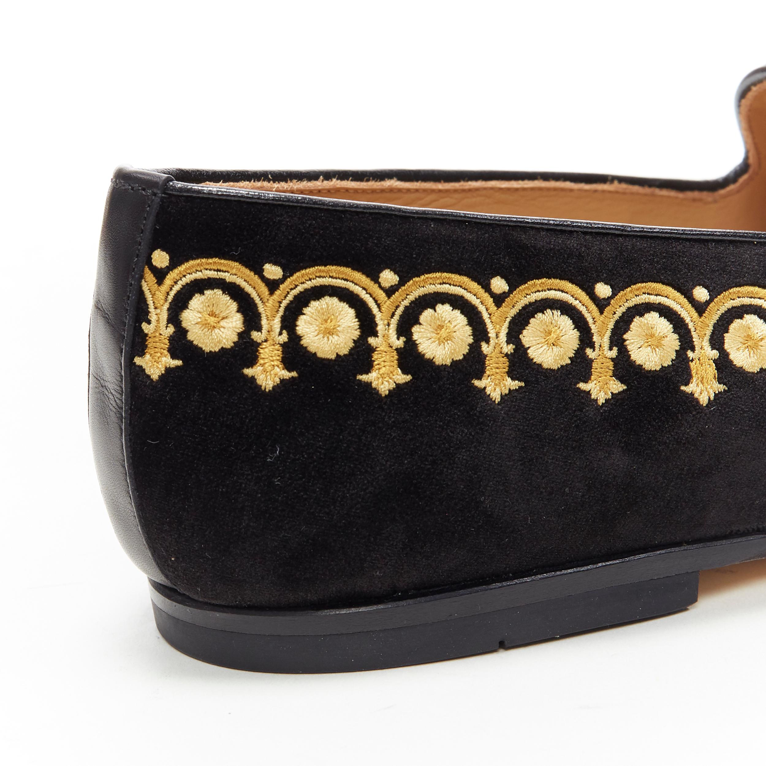 neu VERSACE schwarz vekvet Medusa Barock Stickerei Raucher Slipper Slipper EU43 4