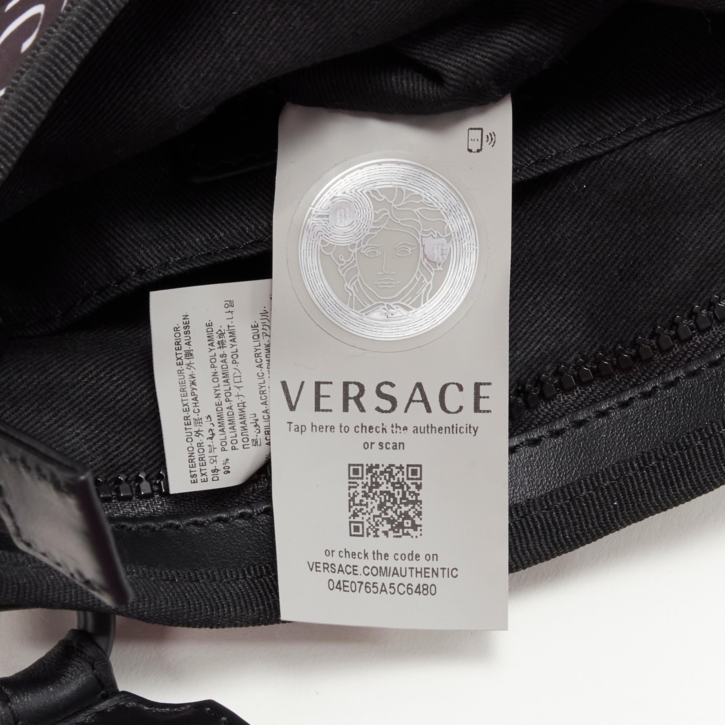 new VERSACE black white logo Medusa print nylon crossbody messenger bag 6