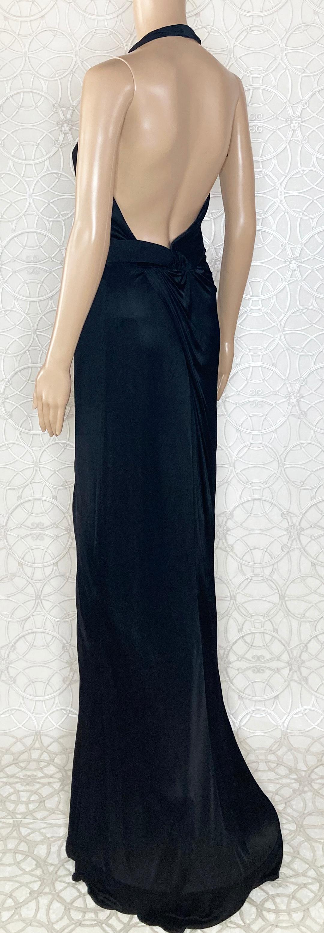 VERSACE BLACK VISCOSE LONG GOWN DRESS with OPEN BACK 42 - 6 For Sale 5