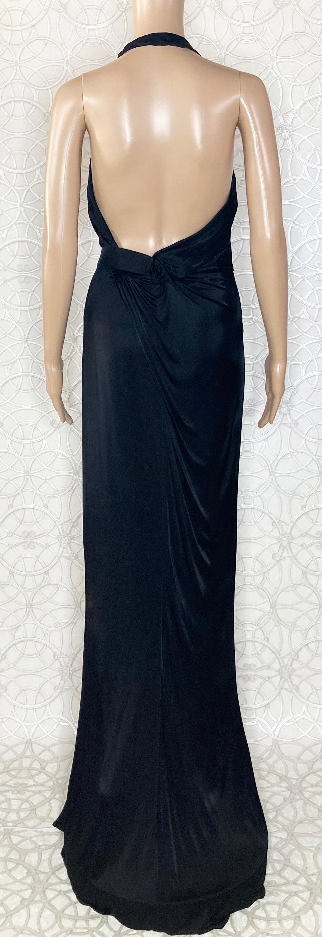 VERSACE BLACK VISCOSE LONG GOWN DRESS with OPEN BACK 42 - 6 For Sale 6